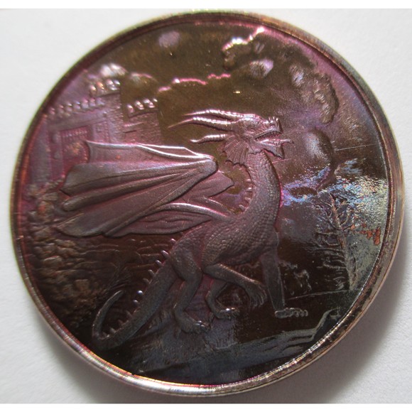 Celtic Lore: Welsh Red Dragon, 1 Oz Copper COLORED Coin - Picture 2 of 4